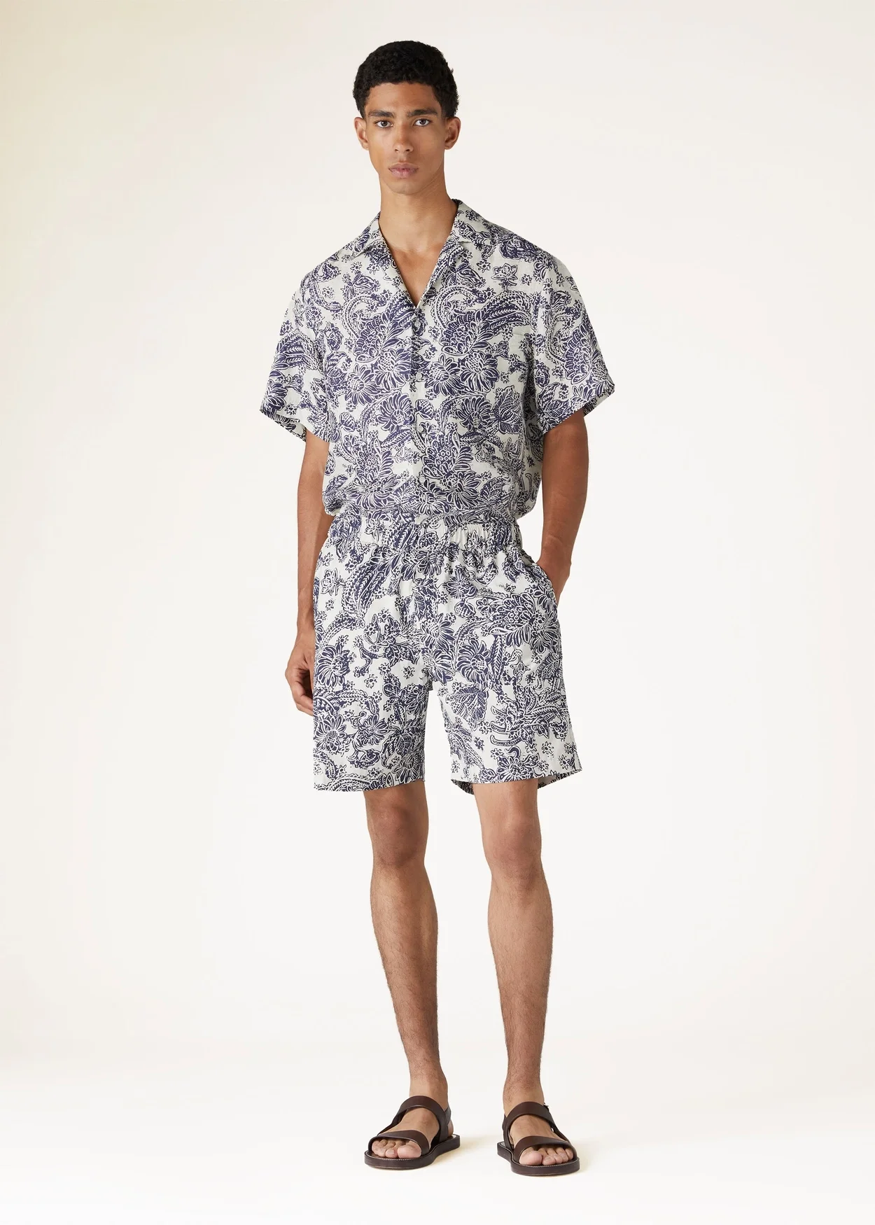 로로피아나 린넨 틴다로 반팔 셔츠