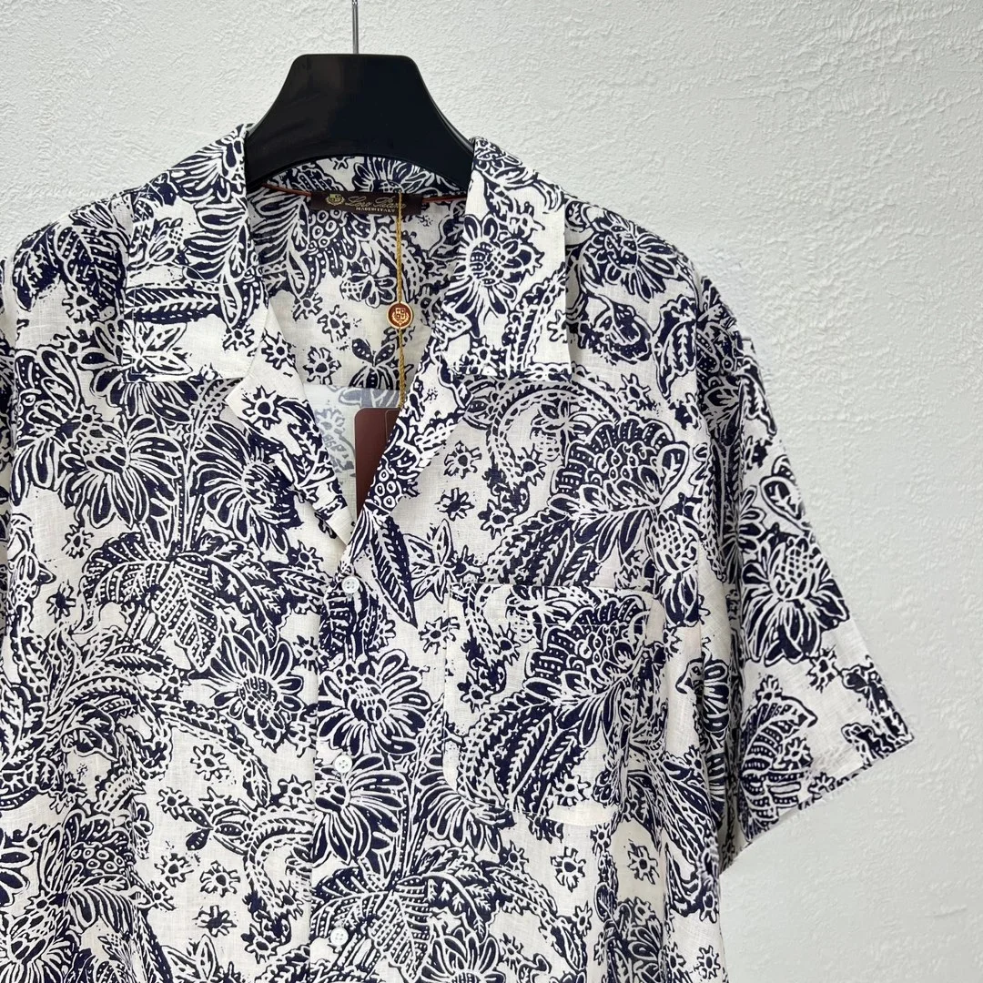 로로피아나 린넨 틴다로 반팔 셔츠