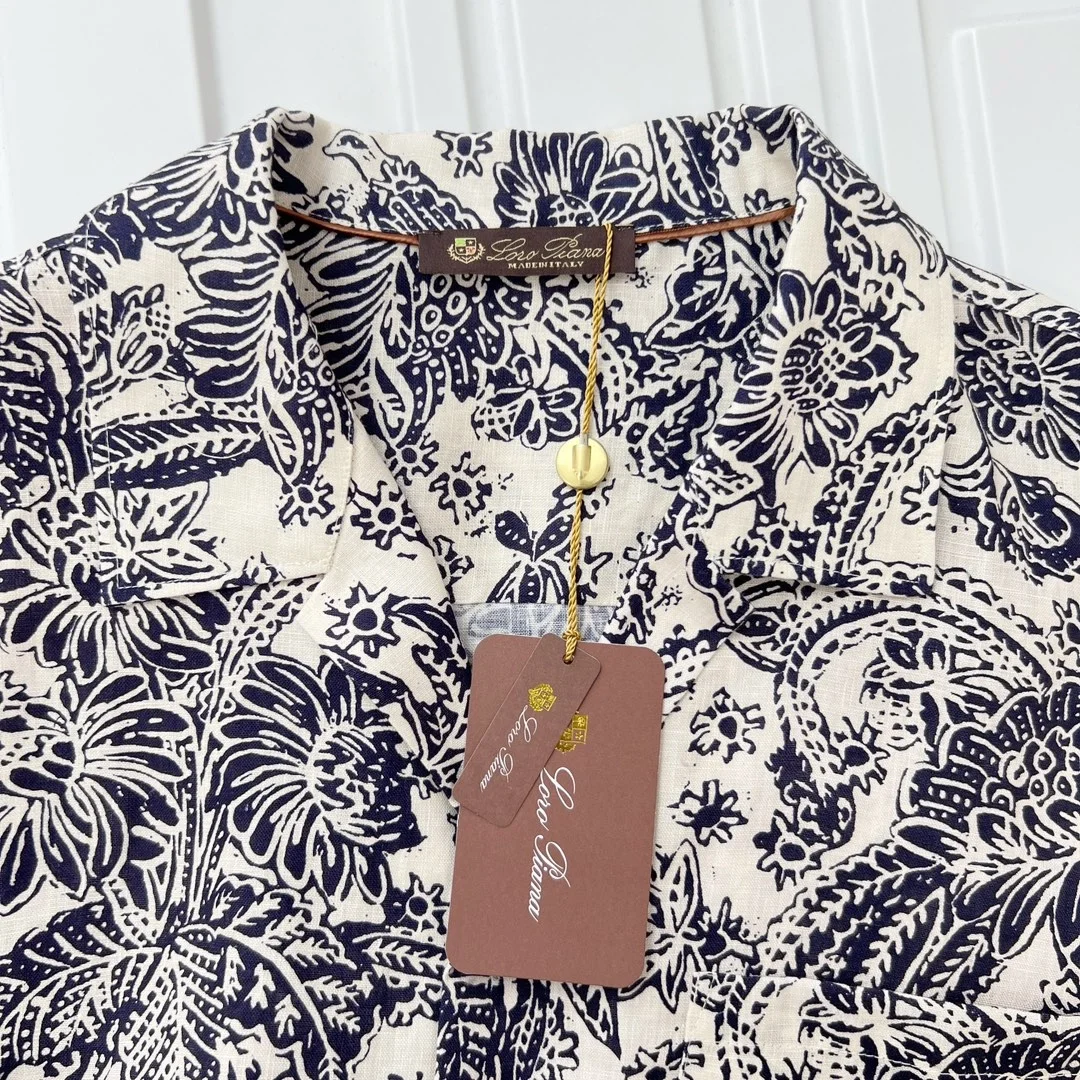 로로피아나 린넨 틴다로 반팔 셔츠