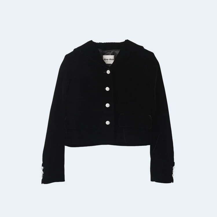 미우미우 싱글브레스트 벨벳 재킷