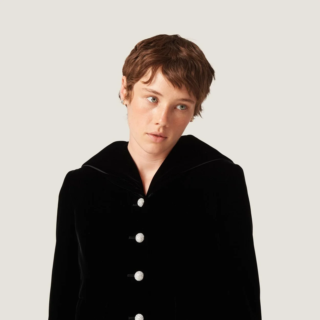 미우미우 싱글브레스트 벨벳 재킷