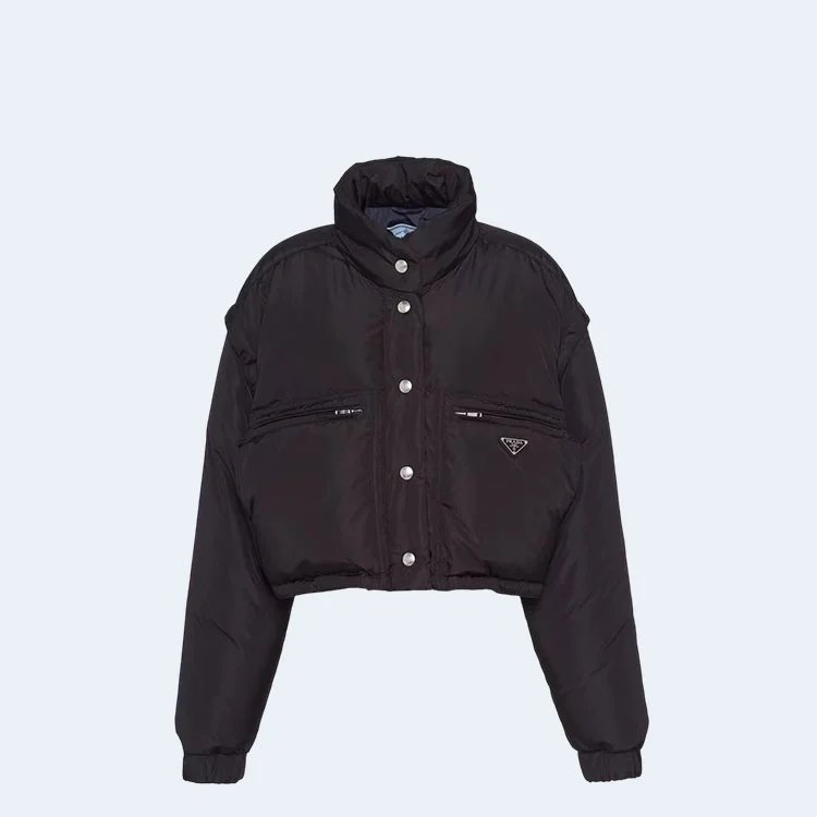 프라다 리나일론 크롭 다운 자켓
