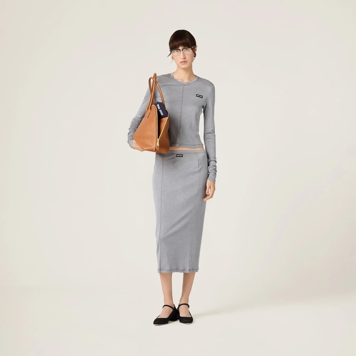 미우미우 저지 실크 스커트