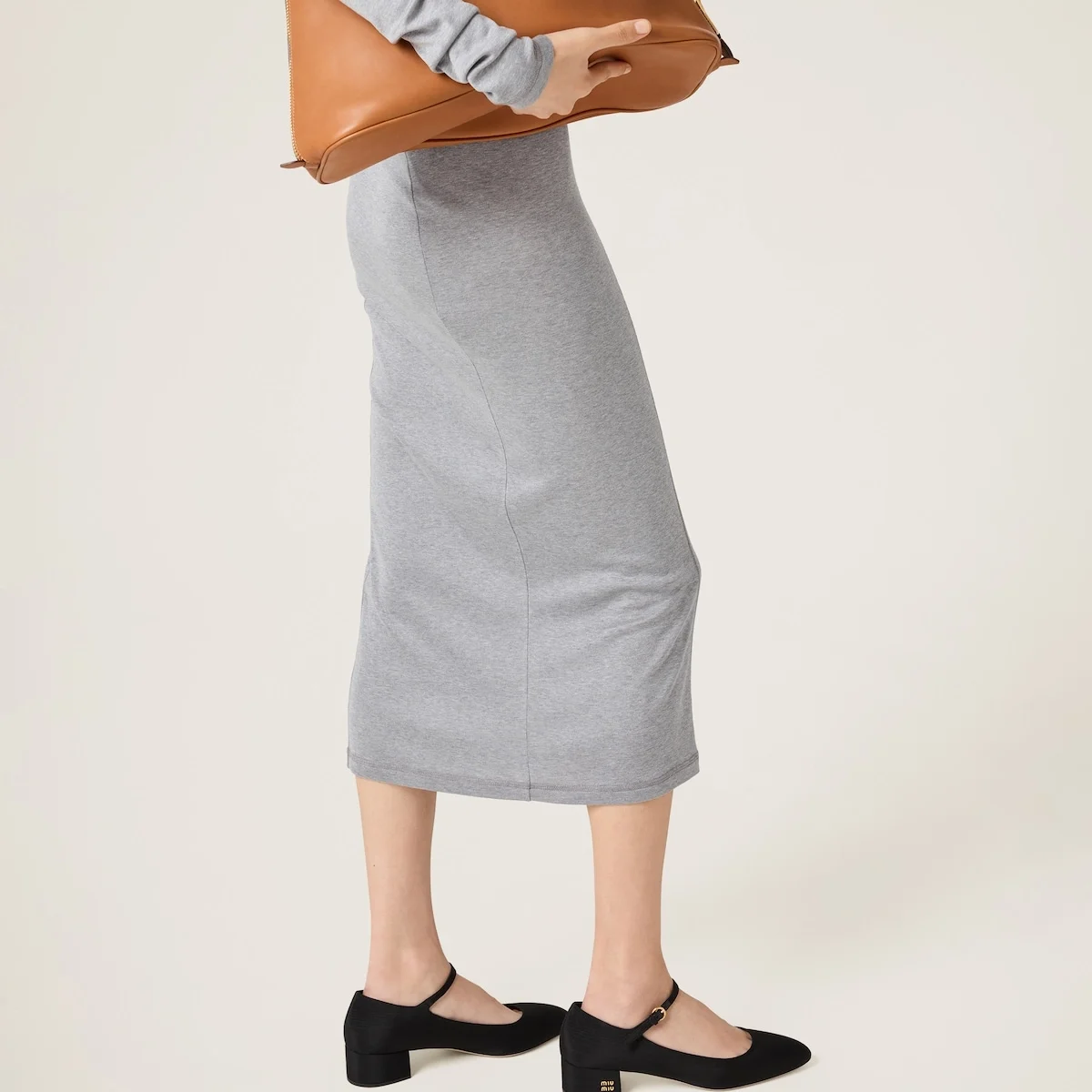 미우미우 저지 실크 스커트