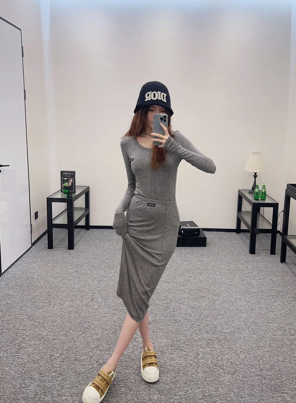 미우미우 저지 실크 스커트