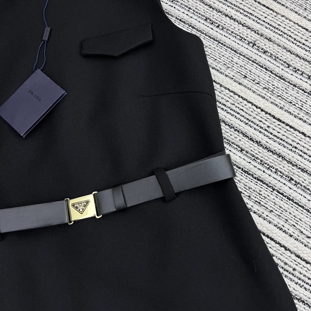 프라다 벨트 울 미니 드레스
