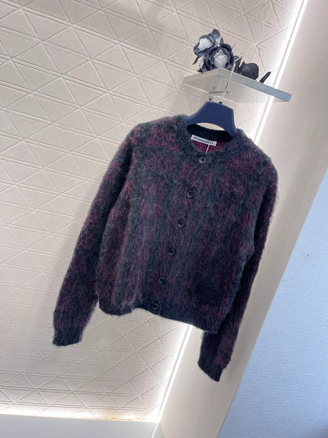 알렉산더왕 자카드 니트 플래드 가디건