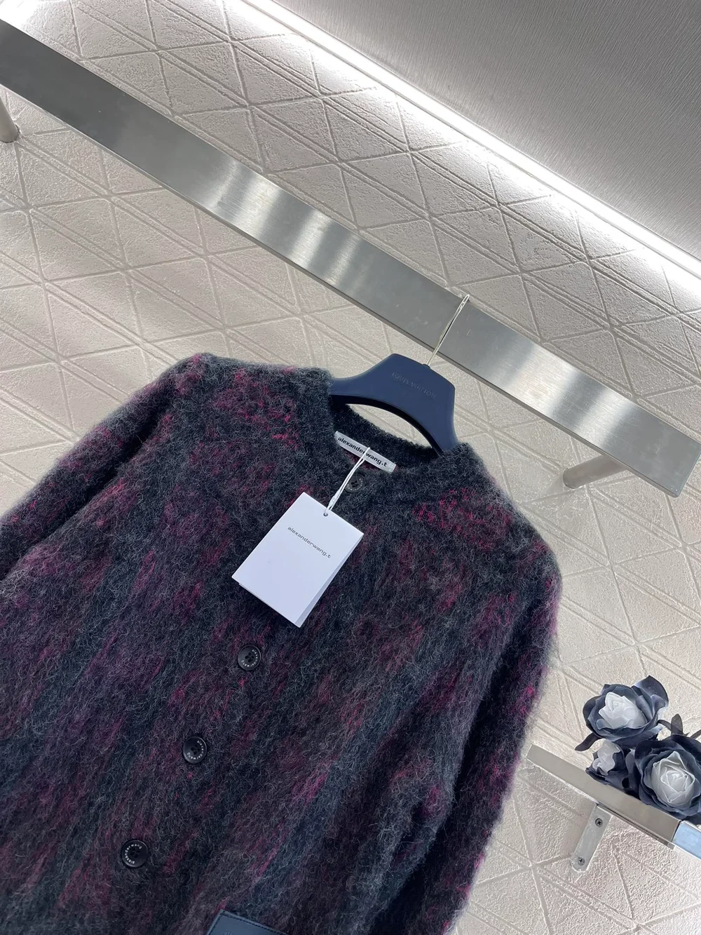 알렉산더왕 자카드 니트 플래드 가디건