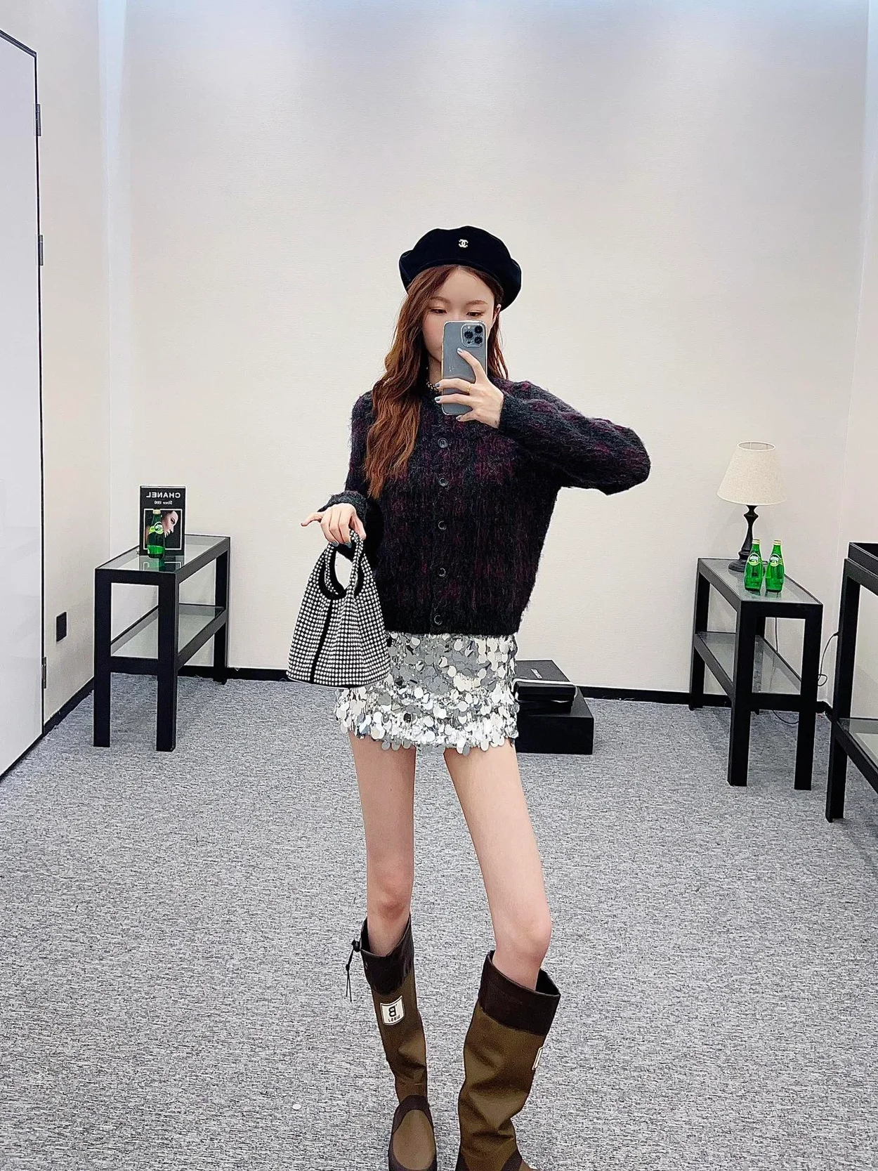 알렉산더왕 자카드 니트 플래드 가디건