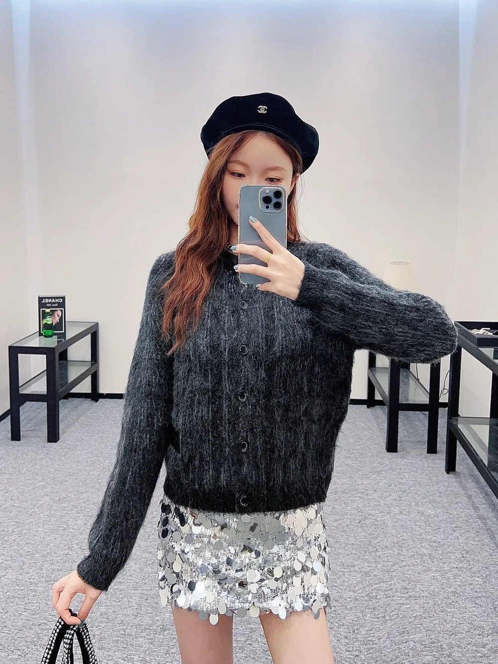 알렉산더왕 자카드 니트 플래드 가디건