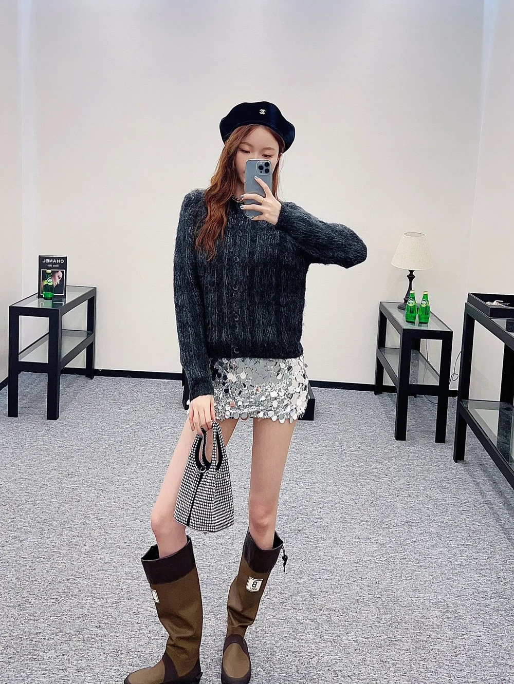 알렉산더왕 자카드 니트 플래드 가디건