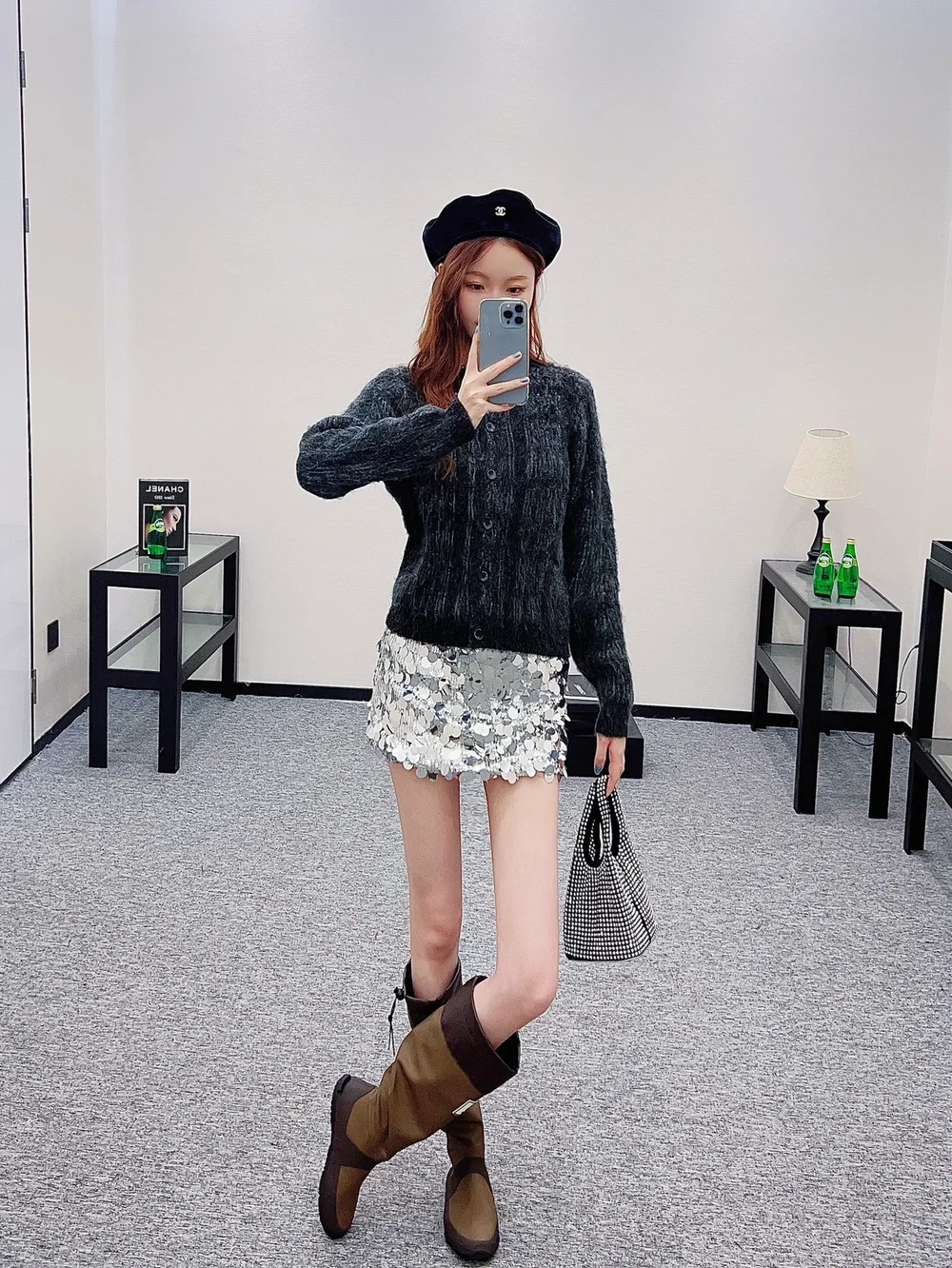 알렉산더왕 자카드 니트 플래드 가디건