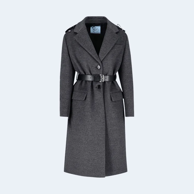 프라다 싱글-브리스티드 코트