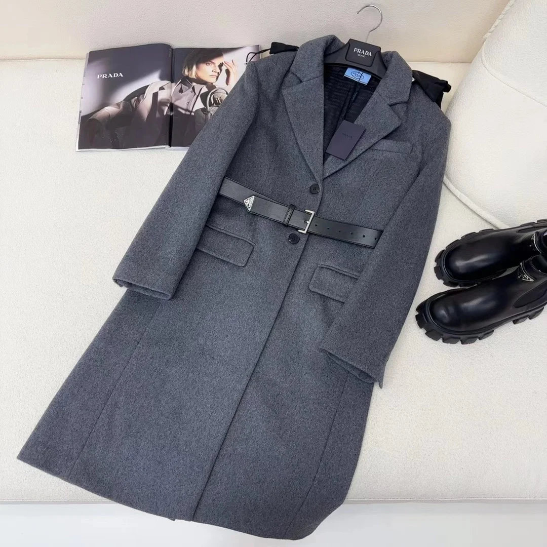 프라다 싱글-브리스티드 코트