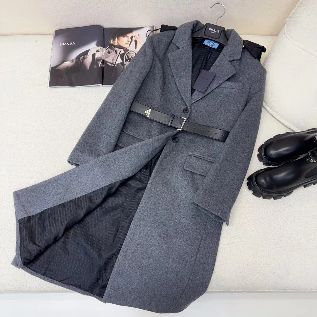 프라다 싱글-브리스티드 코트