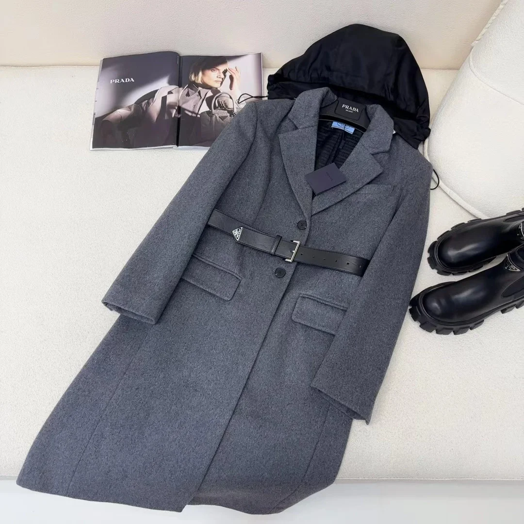 프라다 싱글-브리스티드 코트