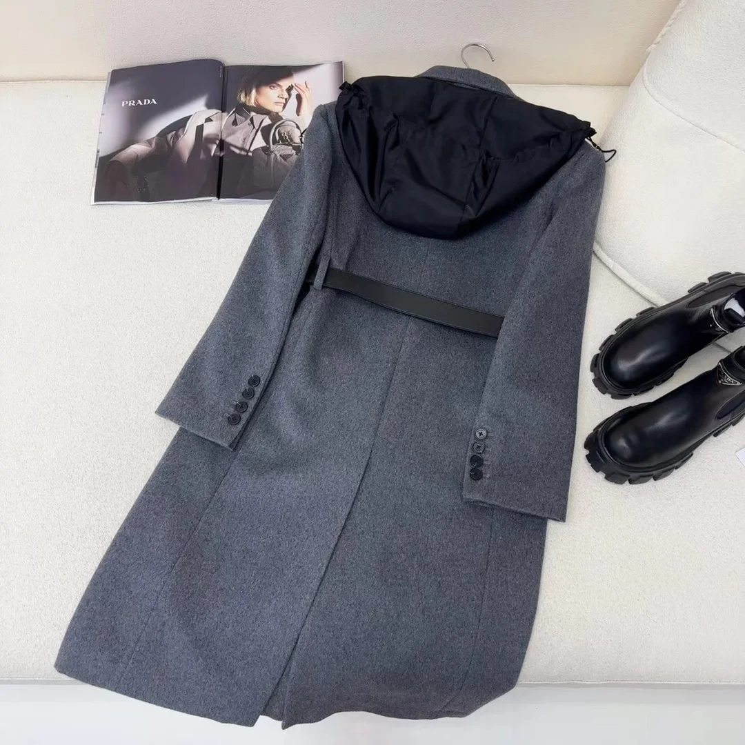 프라다 싱글-브리스티드 코트