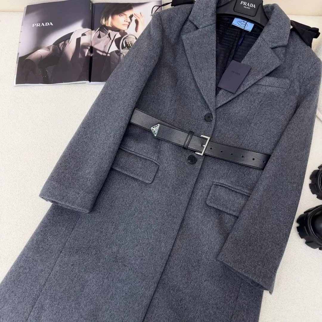 프라다 싱글-브리스티드 코트