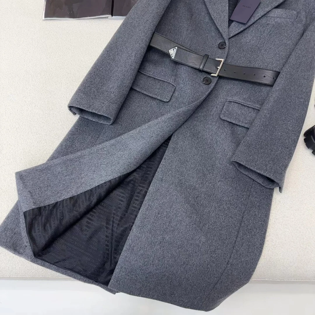 프라다 싱글-브리스티드 코트