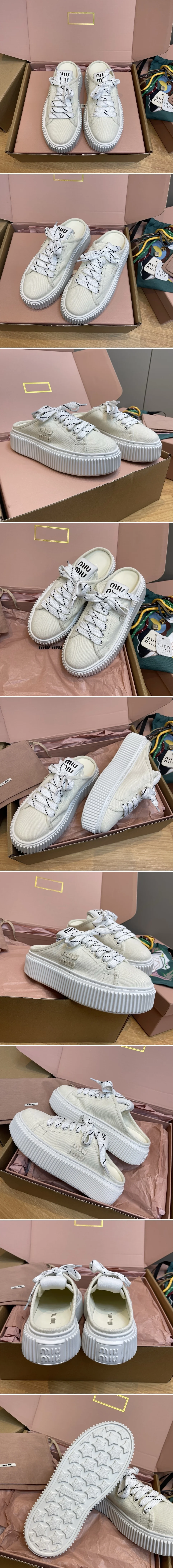 미우미우 데님 뮬 스니커즈