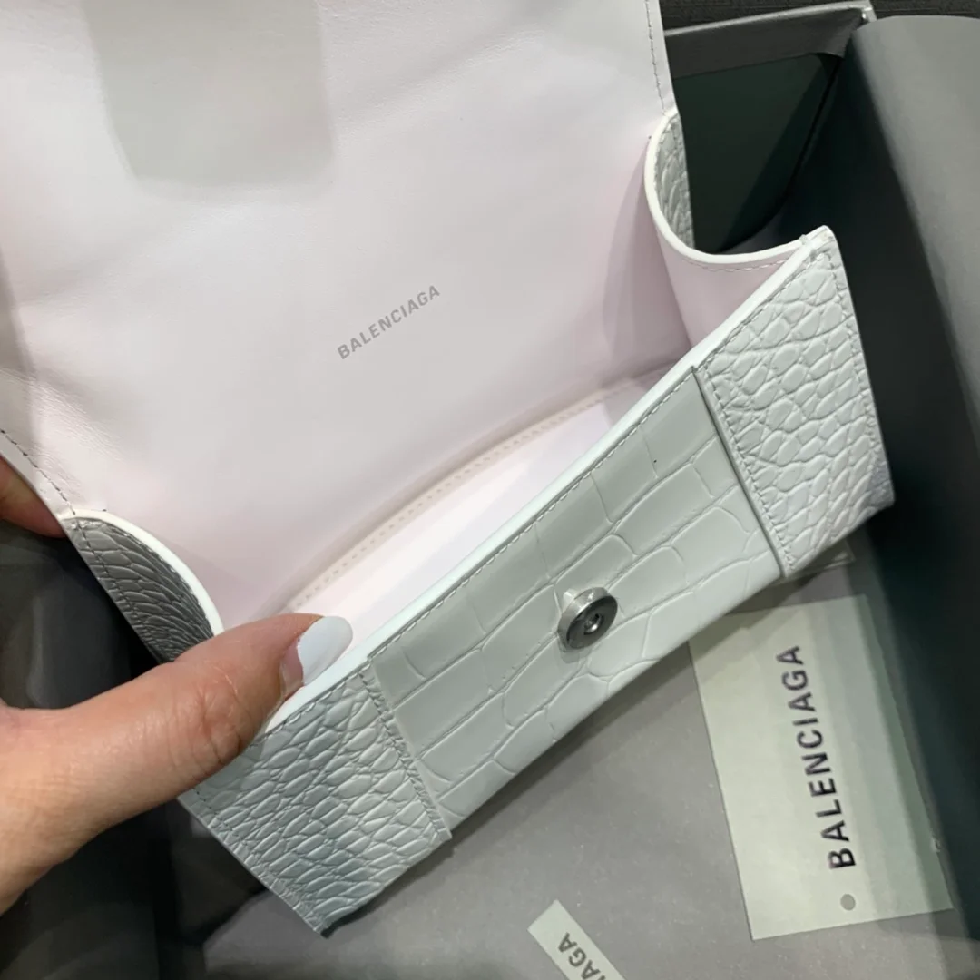 발렌시아가 아워글래스 미니 레더 크로커다일