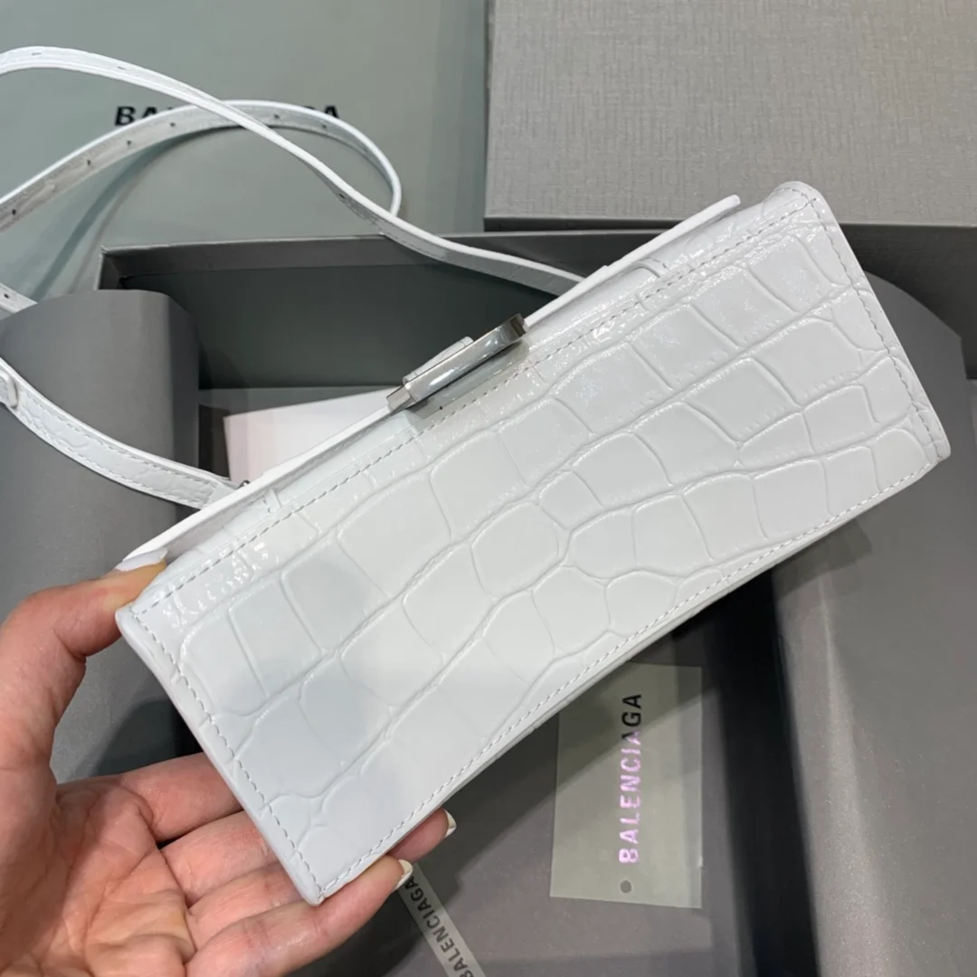 발렌시아가 아워글래스 미니 레더 크로커다일