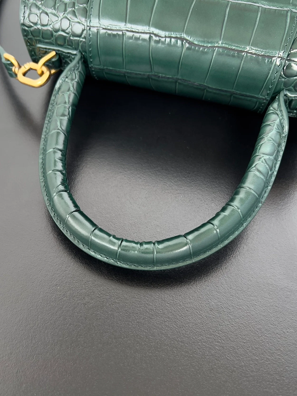 발렌시아가 아워글래스 XS 크로커다일 다크그린