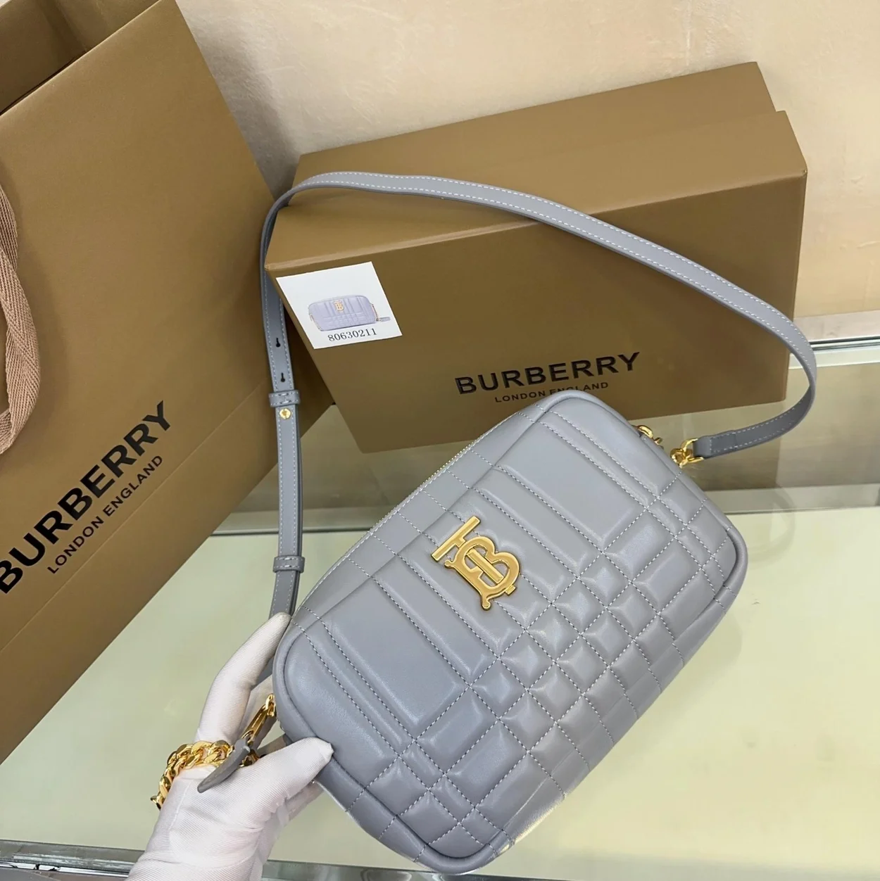 버버리 그레이 스몰 롤라 숄더백