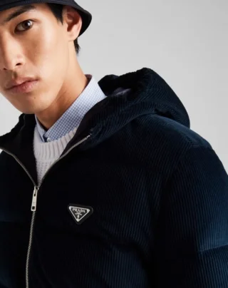 프라다 코듀로이 다운 자켓 블루