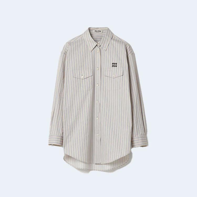미우미우 스트라이프 코튼 셔츠