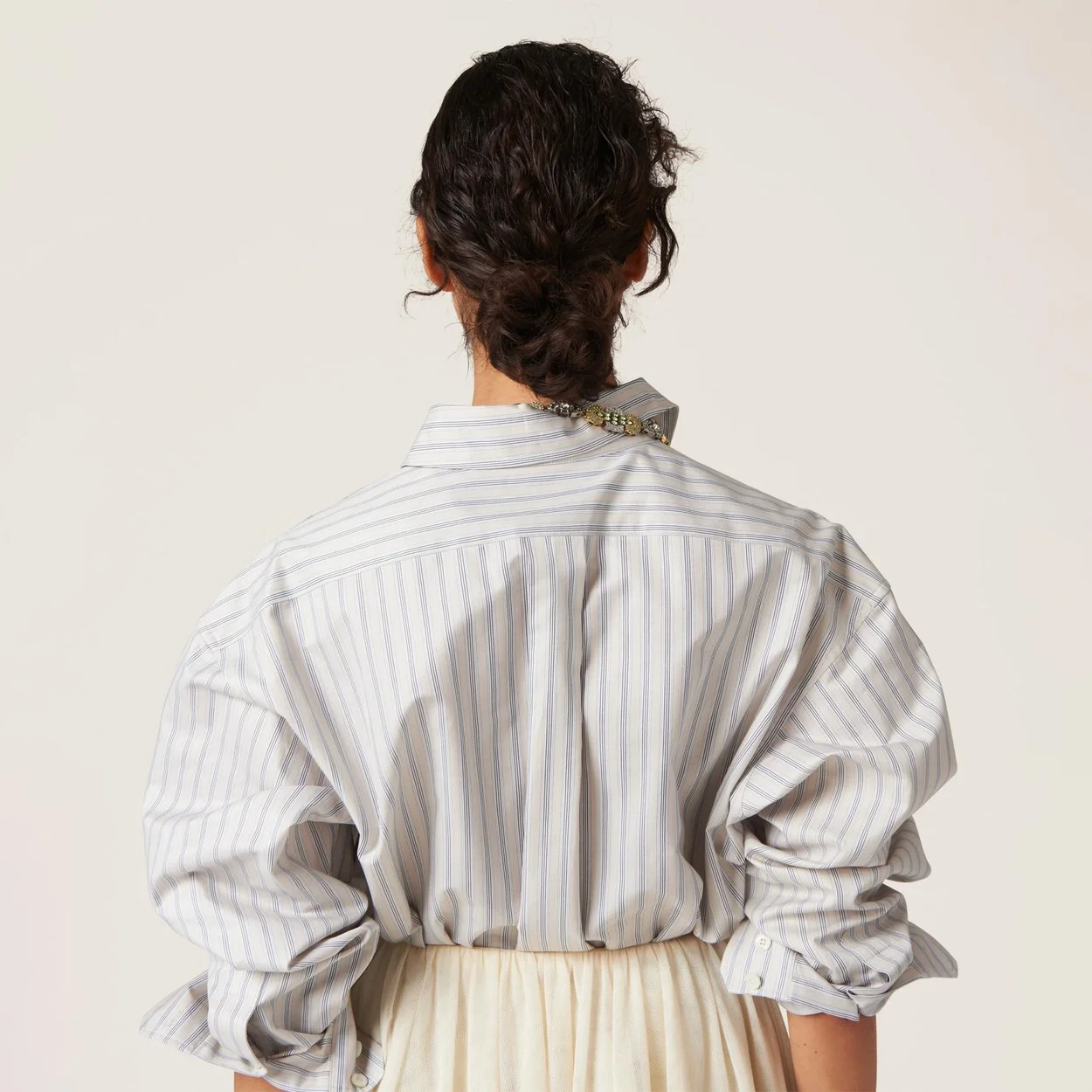 미우미우 스트라이프 코튼 셔츠