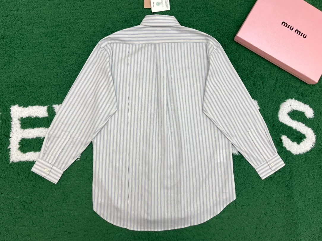 미우미우 스트라이프 코튼 셔츠