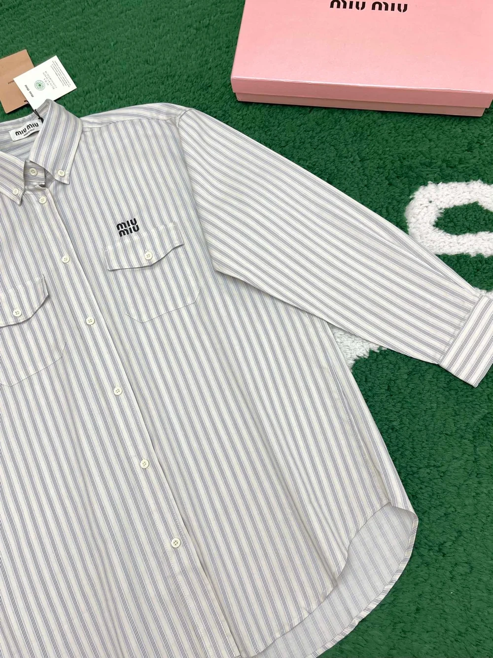 미우미우 스트라이프 코튼 셔츠