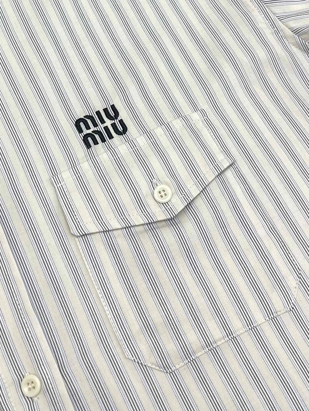 미우미우 스트라이프 코튼 셔츠