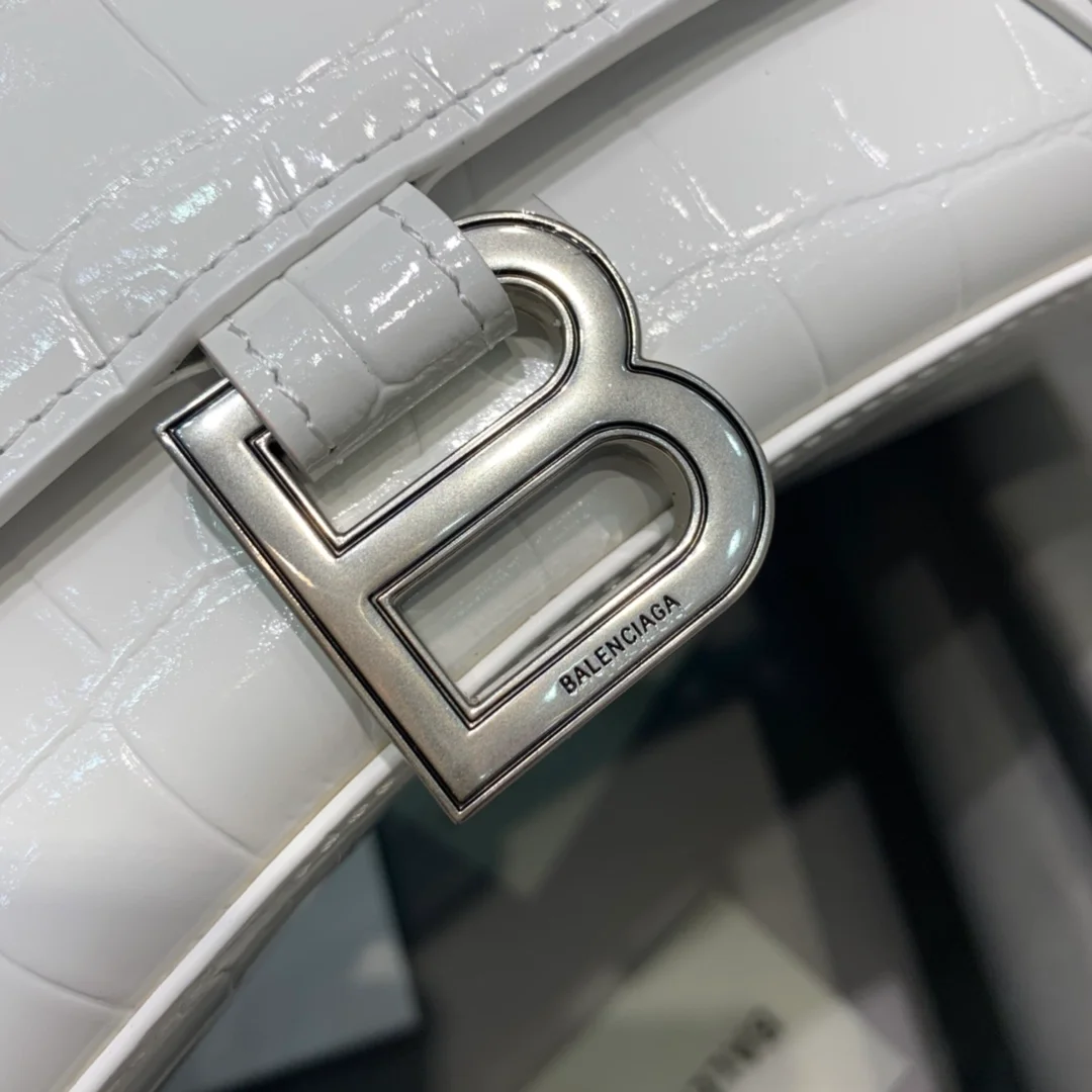 발렌시아가 아워글래스 화이트 스몰 핸드백