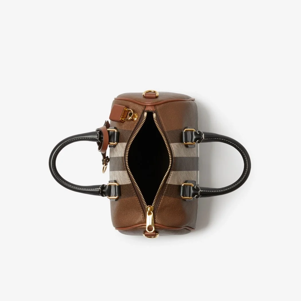 버버리 미니 체크 볼링백 브라운