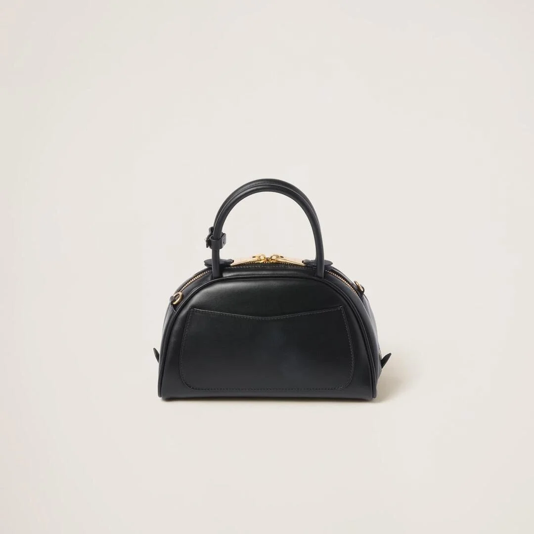 미우미우 가죽 탑 핸들백 블랙