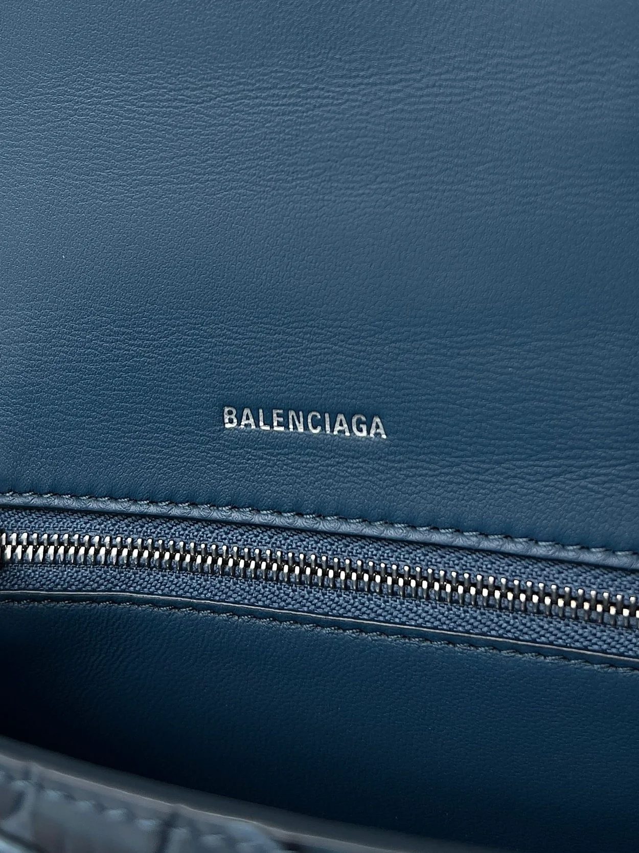 발렌시아가 아워글래스 다크블루 스몰 핸드백