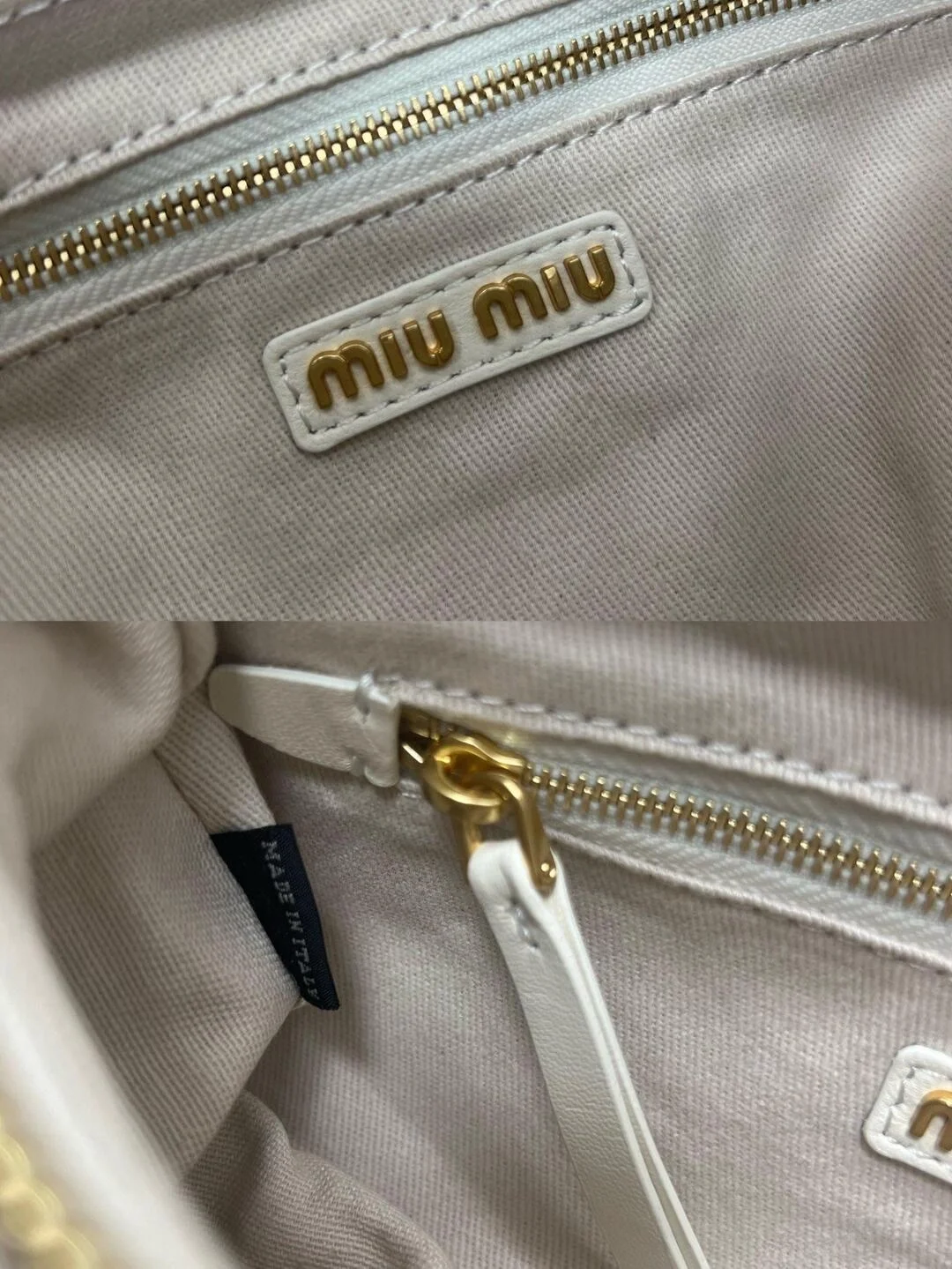 미우미우 나파 가죽 포켓백 화이트