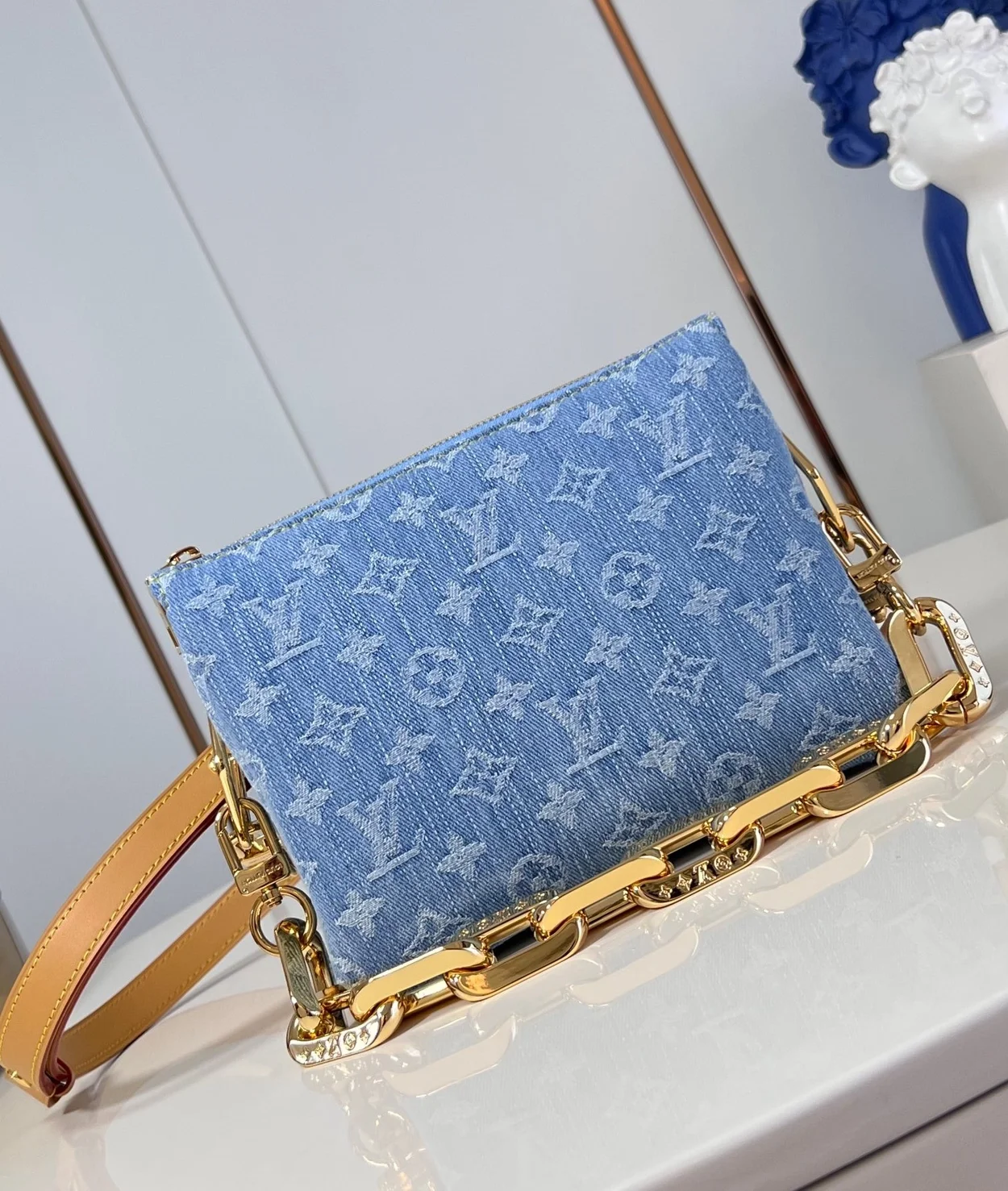 루이비통 쿠상 BB 백 데님 스카이블루 M11401