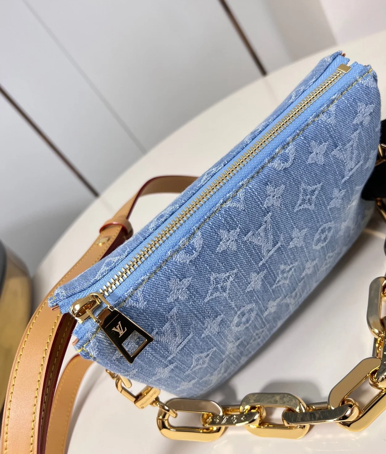 루이비통 쿠상 BB 백 데님 스카이블루 M11401
