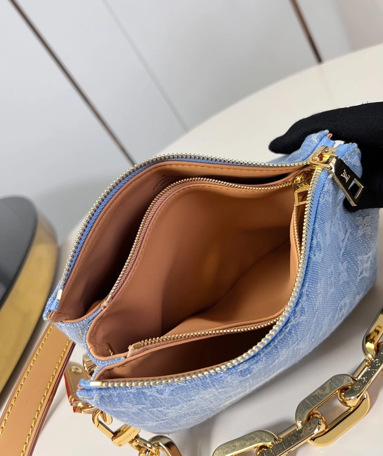 루이비통 쿠상 BB 백 데님 스카이블루 M11401