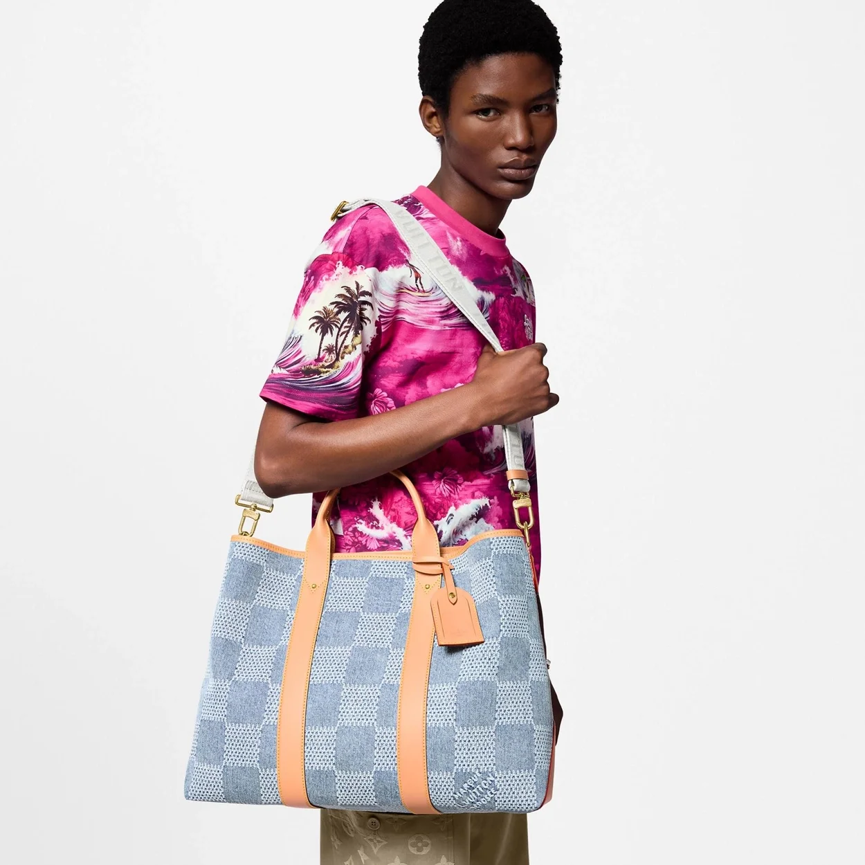 루이비통 위켄드 토트 다미에 데님 블루 N40702