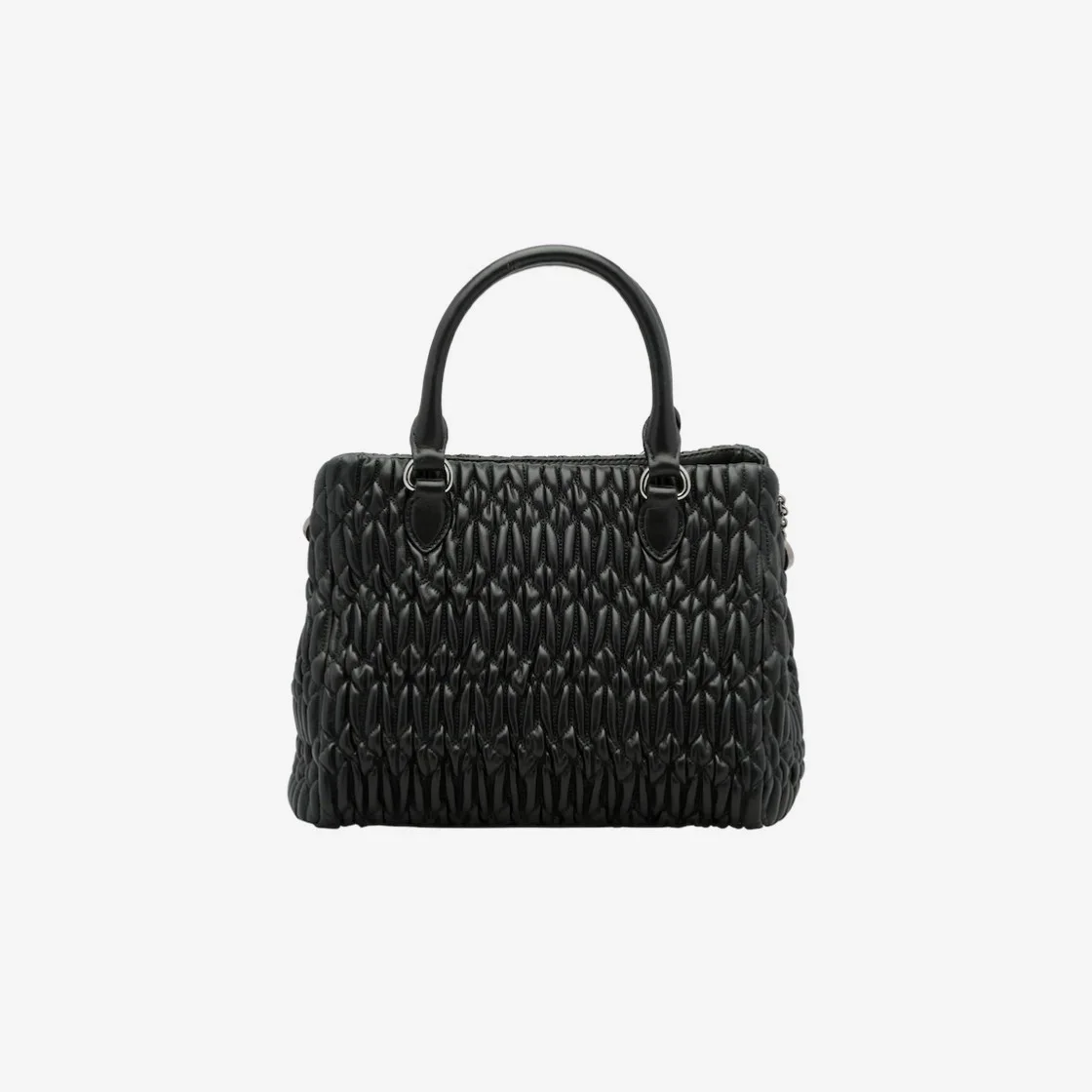 미우미우 크리스탈 클로케 나파 가죽 핸드백 블랙