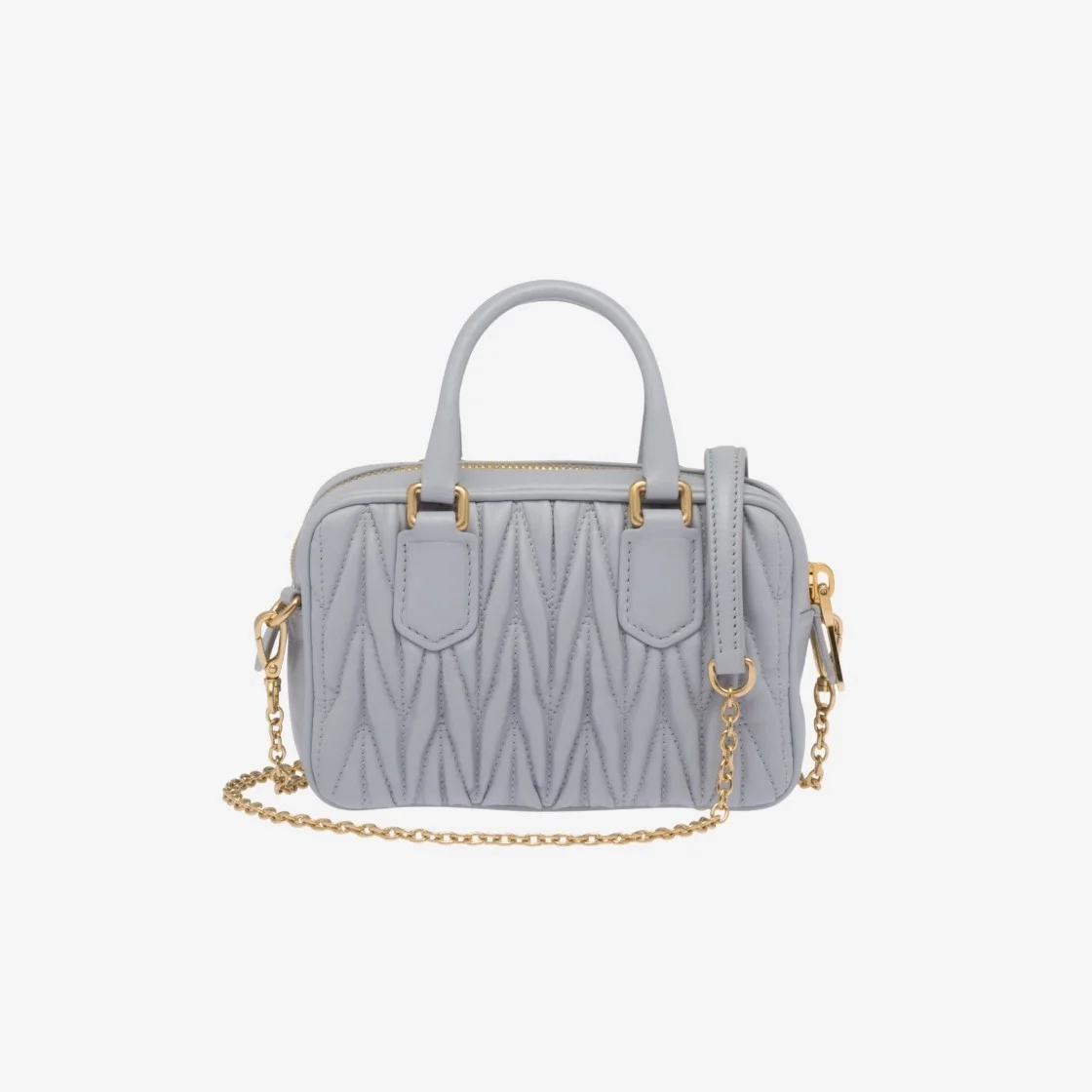 미우미우 마테라쎄 나파 가죽 탑 핸들 미니백 콘플라워