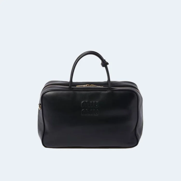 미우미우 가죽 스트랩 탑 핸들백 블랙