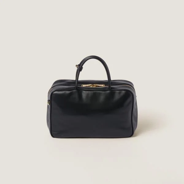 미우미우 가죽 스트랩 탑 핸들백 블랙