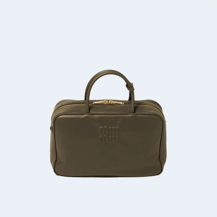 미우미우 가죽 스트랩 탑 핸들백 그린