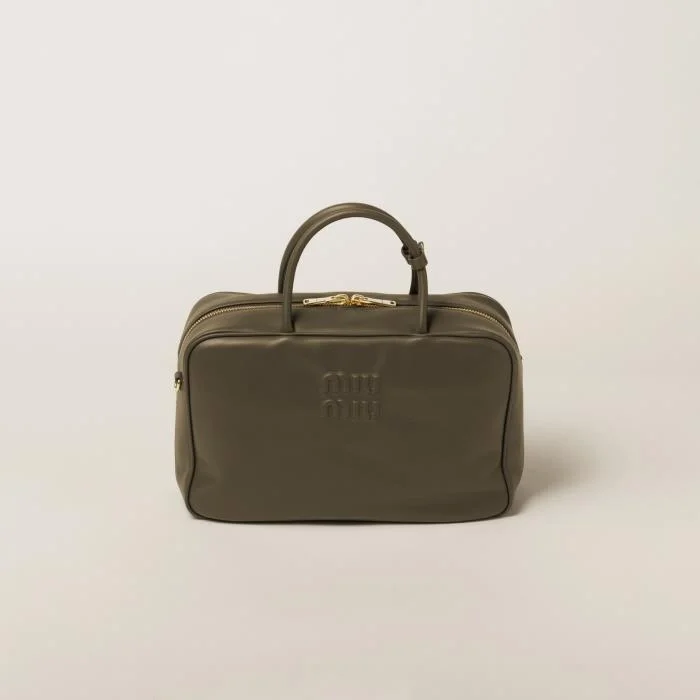 미우미우 가죽 스트랩 탑 핸들백 그린