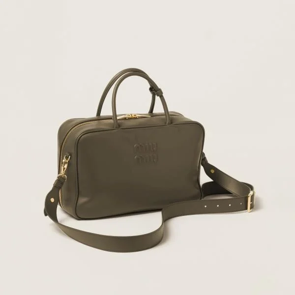 미우미우 가죽 스트랩 탑 핸들백 그린
